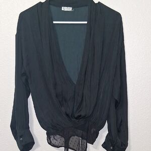 Free People Black Drape Blouse